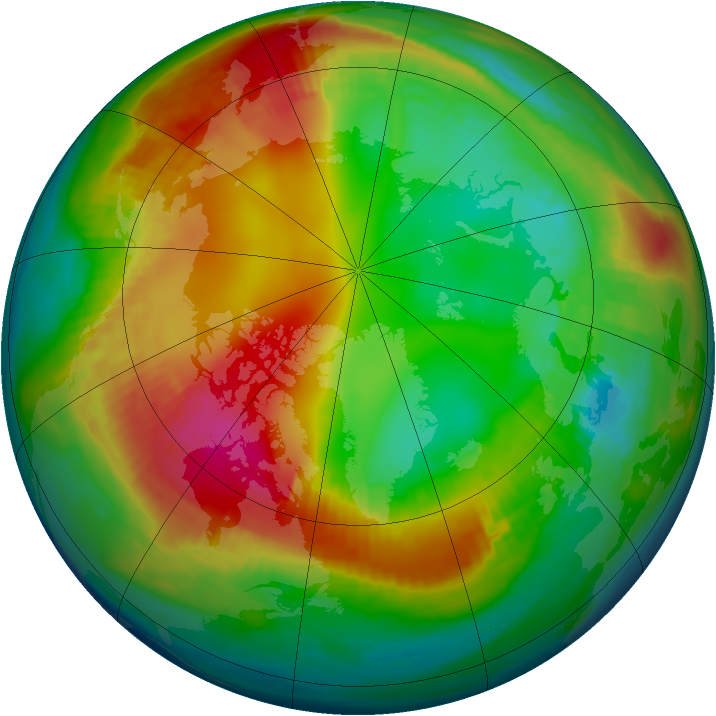 Arctic ozone map for 30 January 1990